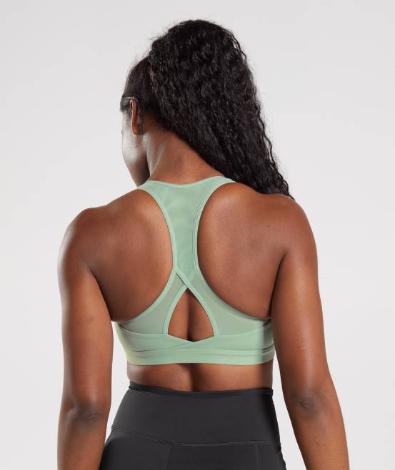 Wüstensalbeigrün Kleidung Gymshark Frauen Crossover-Sport-BH 04P8162