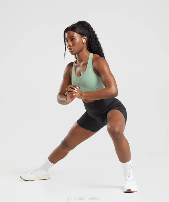 Wüstensalbeigrün Kleidung Gymshark Frauen Crossover-Sport-BH 04P8162