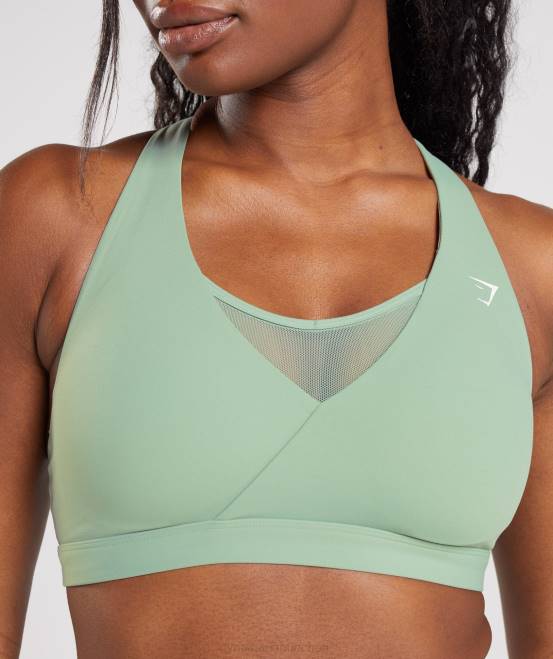 Wüstensalbeigrün Kleidung Gymshark Frauen Crossover-Sport-BH 04P8162