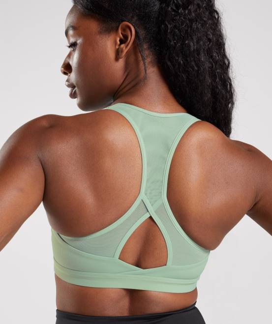 Wüstensalbeigrün Kleidung Gymshark Frauen Crossover-Sport-BH 04P8162