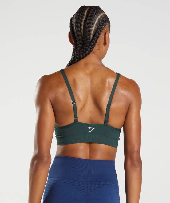 Waldgrüner Mergel Kleidung Gymshark Frauen Vital nahtloser 2.0-Sport-BH mit V-Ausschnitt 04P8205