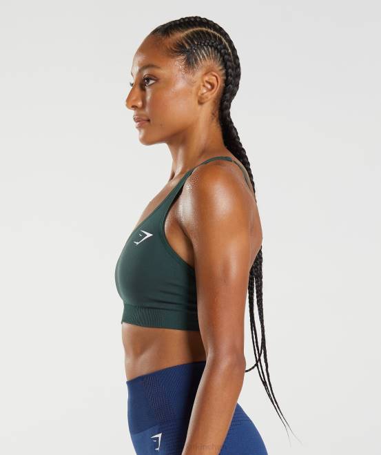 Waldgrüner Mergel Kleidung Gymshark Frauen Vital nahtloser 2.0-Sport-BH mit V-Ausschnitt 04P8205