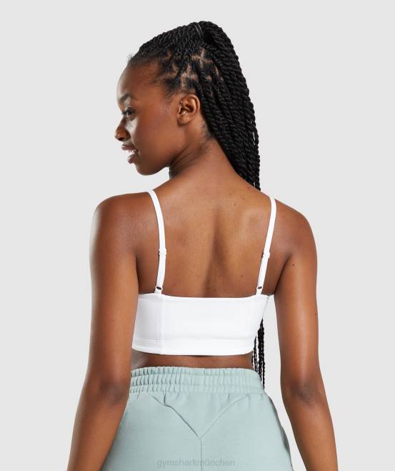 Weiß Kleidung Gymshark Frauen Bandeau-Sport-BH 04P8129