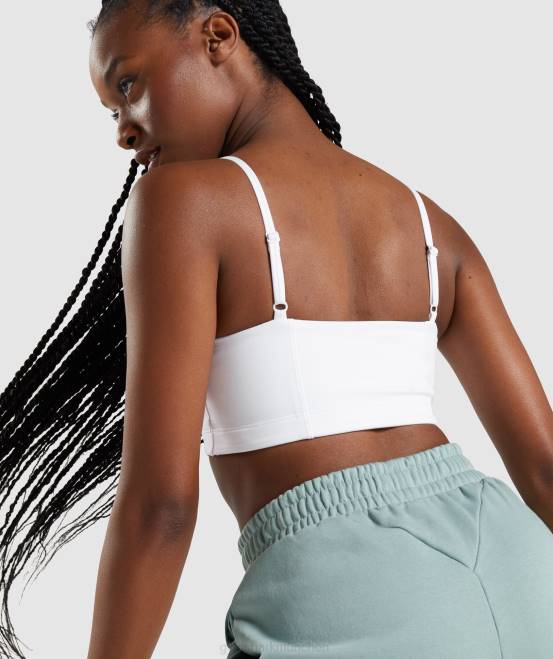 Weiß Kleidung Gymshark Frauen Bandeau-Sport-BH 04P8129