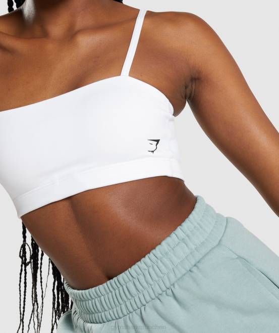 Weiß Kleidung Gymshark Frauen Bandeau-Sport-BH 04P8129