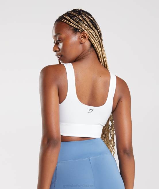 Weiß Kleidung Gymshark Frauen Langer Sport-BH 04P8128