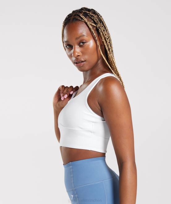 Weiß Kleidung Gymshark Frauen Langer Sport-BH 04P8128