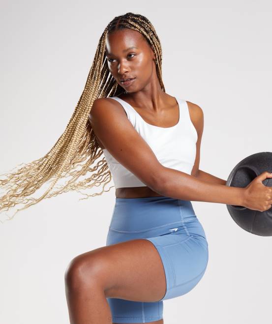 Weiß Kleidung Gymshark Frauen Langer Sport-BH 04P8128