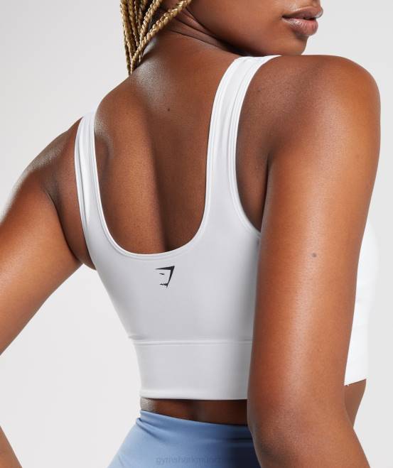 Weiß Kleidung Gymshark Frauen Langer Sport-BH 04P8128