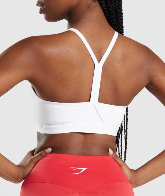 Weiß Kleidung Gymshark Frauen Sport-BH mit V-Ausschnitt 04P8211