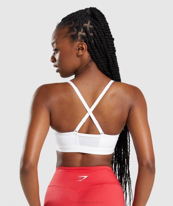 Weiß Kleidung Gymshark Frauen geraffter Sport-BH 04P8208
