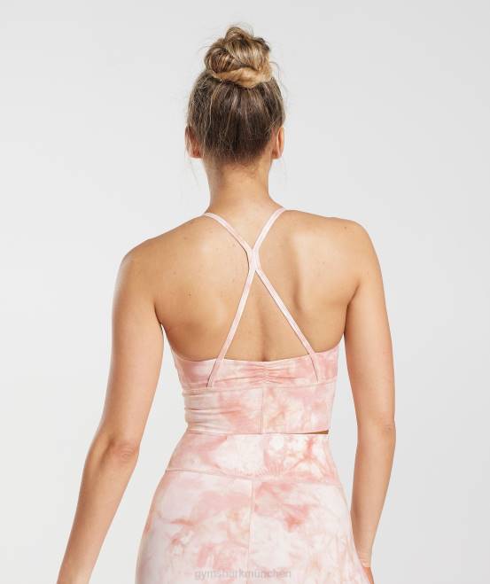 Weiß/Nebelrosa/Skandi-Rosa Kleidung Gymshark Frauen Elevate Spray Dye Longline-Sport-BH 04P8133