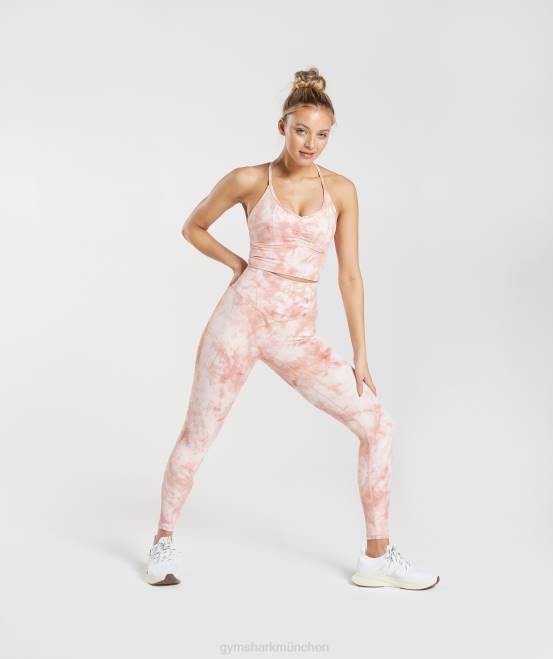 Weiß/Nebelrosa/Skandi-Rosa Kleidung Gymshark Frauen Elevate Spray Dye Longline-Sport-BH 04P8133
