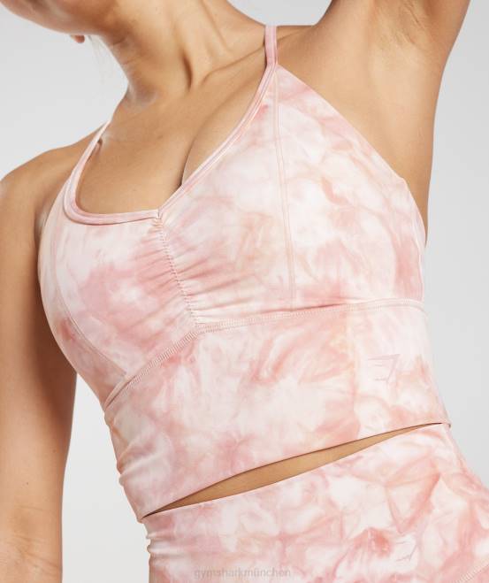 Weiß/Nebelrosa/Skandi-Rosa Kleidung Gymshark Frauen Elevate Spray Dye Longline-Sport-BH 04P8133