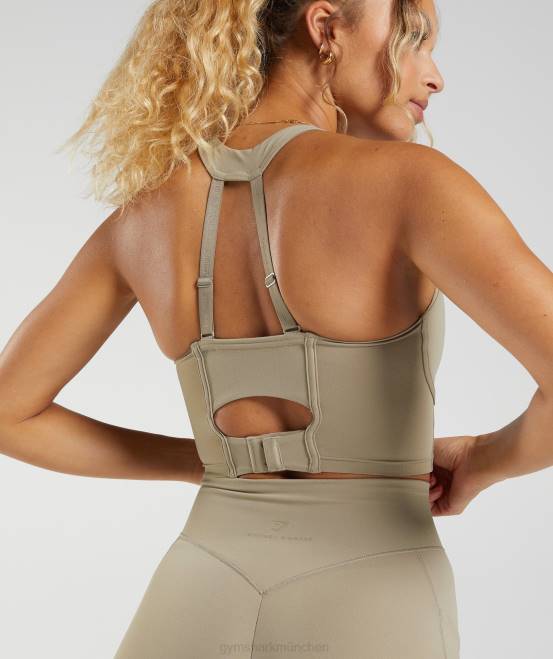 Zementbraun Kleidung Gymshark Frauen Whitney Longline-BH 04P8229