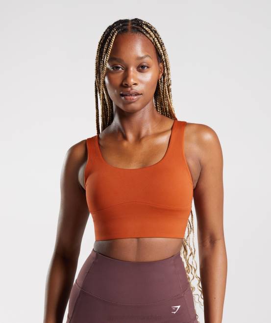 Ziegelrot Kleidung Gymshark Frauen Langer Sport-BH 04P8142