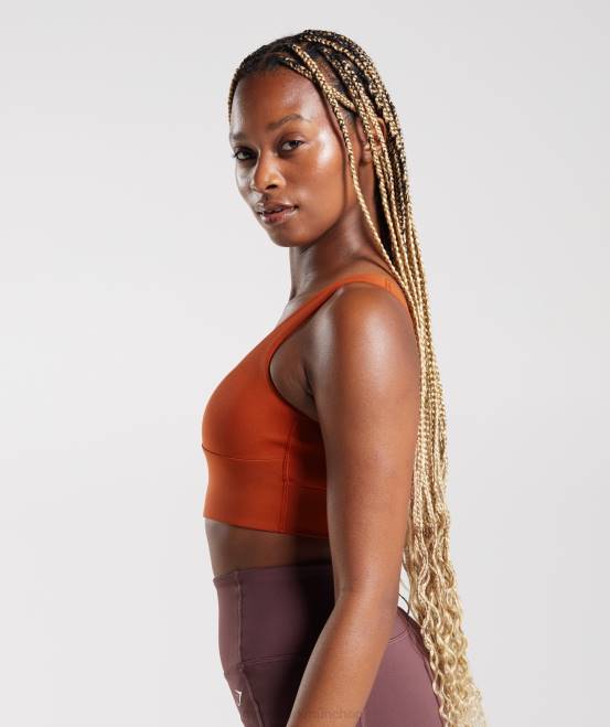 Ziegelrot Kleidung Gymshark Frauen Langer Sport-BH 04P8142