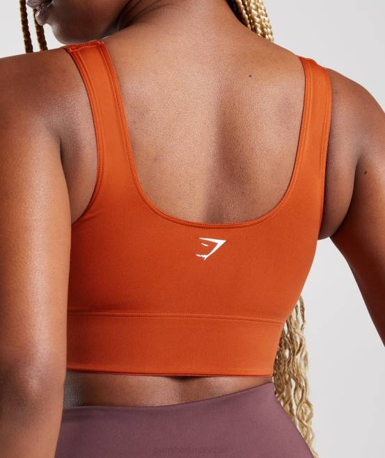 Ziegelrot Kleidung Gymshark Frauen Langer Sport-BH 04P8142