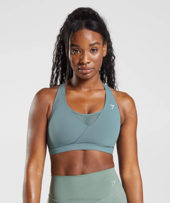 donnerblau Kleidung Gymshark Frauen Crossover-Sport-BH 04P8141