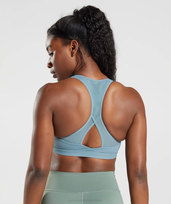 donnerblau Kleidung Gymshark Frauen Crossover-Sport-BH 04P8141