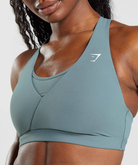 donnerblau Kleidung Gymshark Frauen Crossover-Sport-BH 04P8141