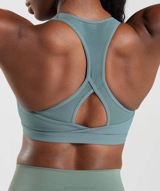 donnerblau Kleidung Gymshark Frauen Crossover-Sport-BH 04P8141