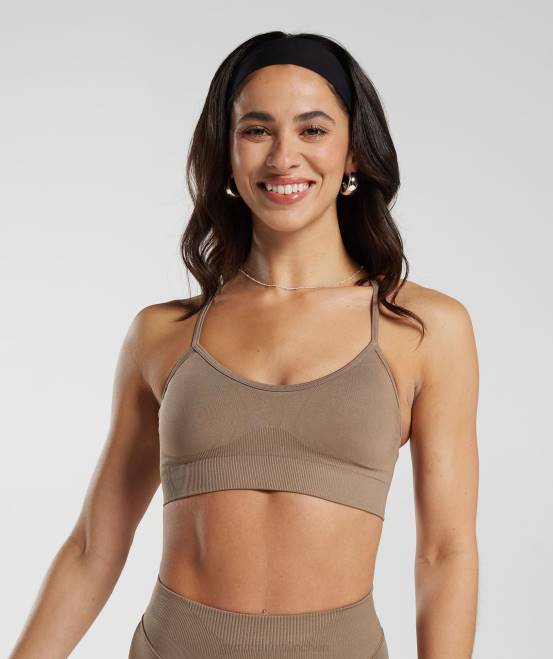 fossilbraun Kleidung Gymshark Frauen Schweißnahtloser Sport-BH 04P8122