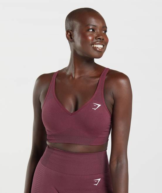 gebackener kastanienbrauner Mergel Kleidung Gymshark Frauen Vital nahtloser 2.0-Sport-BH mit V-Ausschnitt 04P8207