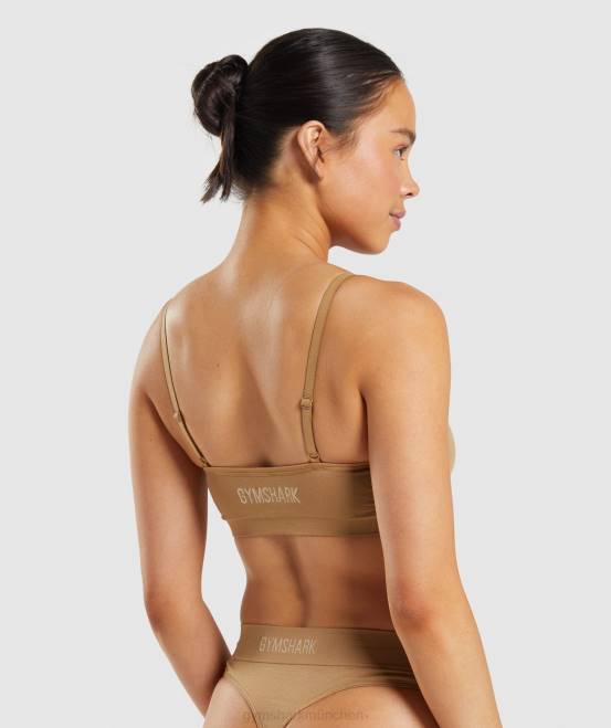 goldenes Hellbraun Kleidung Gymshark Frauen Nahtloses Bralette mit U-Ausschnitt 04P8508