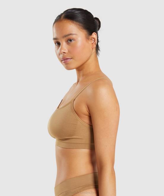 goldenes Hellbraun Kleidung Gymshark Frauen Nahtloses Bralette mit U-Ausschnitt 04P8508