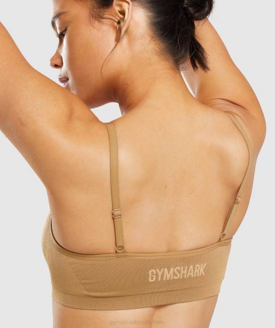 goldenes Hellbraun Kleidung Gymshark Frauen Nahtloses Bralette mit U-Ausschnitt 04P8508