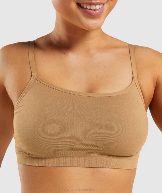 goldenes Hellbraun Kleidung Gymshark Frauen Nahtloses Bralette mit U-Ausschnitt 04P8508