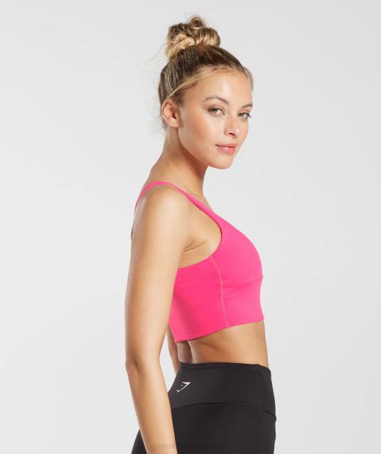 helles Fuchsia Kleidung Gymshark Frauen Langer Sport-BH 04P8130
