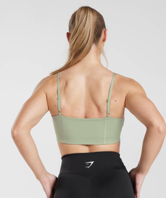 helles Olivgrün Kleidung Gymshark Frauen Bandeau-Sport-BH 04P8210