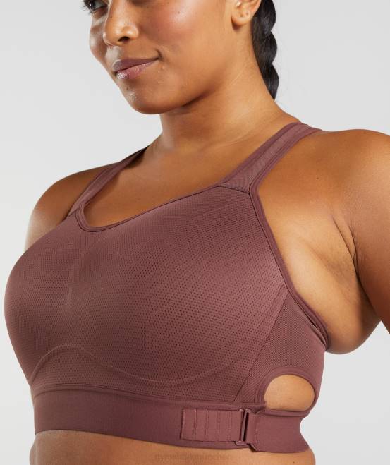 kirschbraun Kleidung Gymshark Frauen Racerback-Sport-BH mit hohem Halt 04P8160