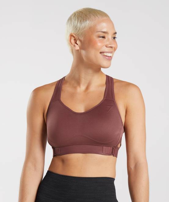 kirschbraun Kleidung Gymshark Frauen Racerback-Sport-BH mit hohem Halt 04P8160