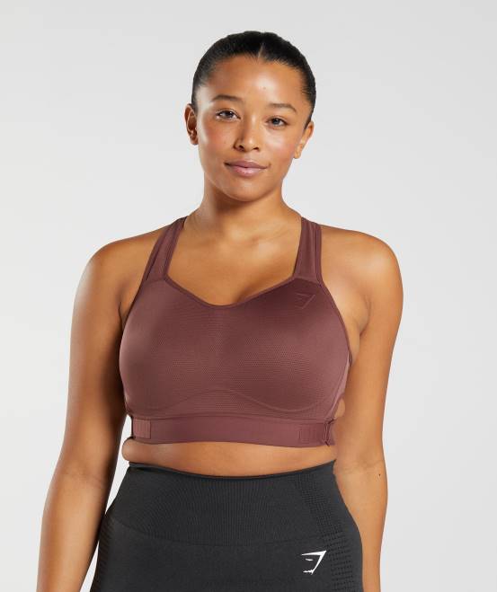 kirschbraun Kleidung Gymshark Frauen Racerback-Sport-BH mit hohem Halt 04P8160