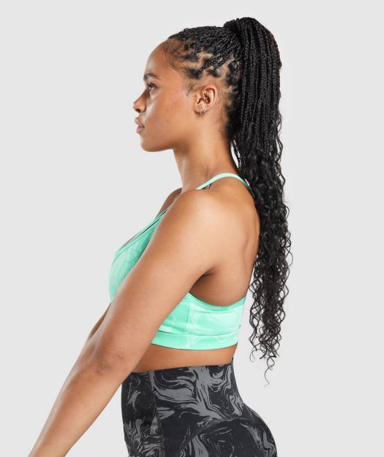 leuchtend türkisfarbener Druck Kleidung Gymshark Frauen GS Power Sport-BH 04P8187