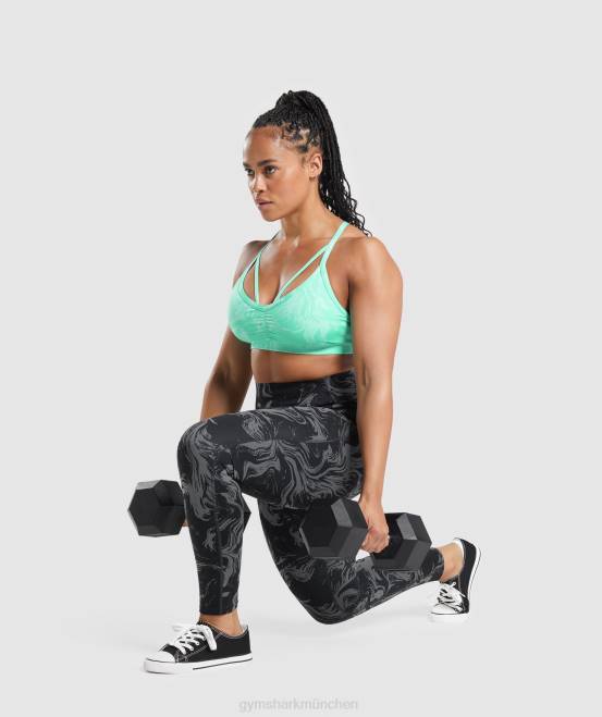 leuchtend türkisfarbener Druck Kleidung Gymshark Frauen GS Power Sport-BH 04P8187