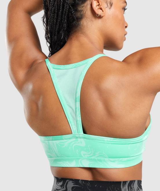 leuchtend türkisfarbener Druck Kleidung Gymshark Frauen GS Power Sport-BH 04P8187