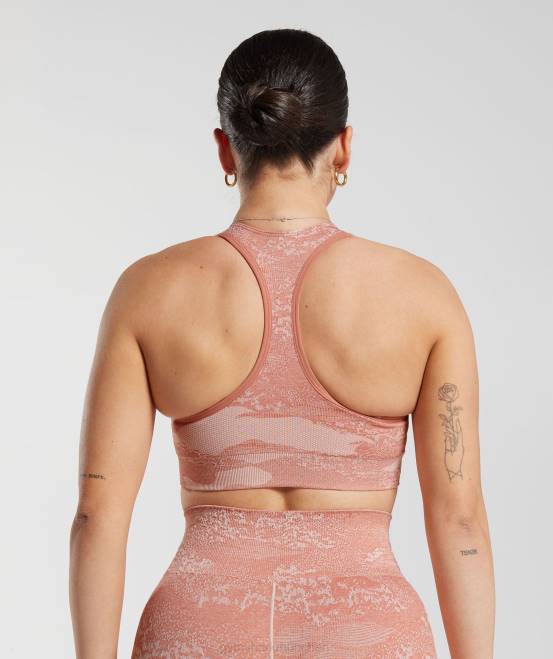 nebliges Rosa-trübes Rosa Kleidung Gymshark Frauen Adapt Camo nahtloser Sport-BH 04P8139
