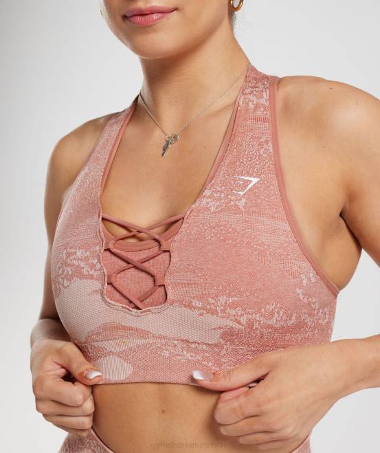 nebliges Rosa-trübes Rosa Kleidung Gymshark Frauen Adapt Camo nahtloser Sport-BH 04P8139