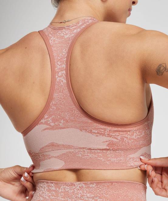 nebliges Rosa-trübes Rosa Kleidung Gymshark Frauen Adapt Camo nahtloser Sport-BH 04P8139