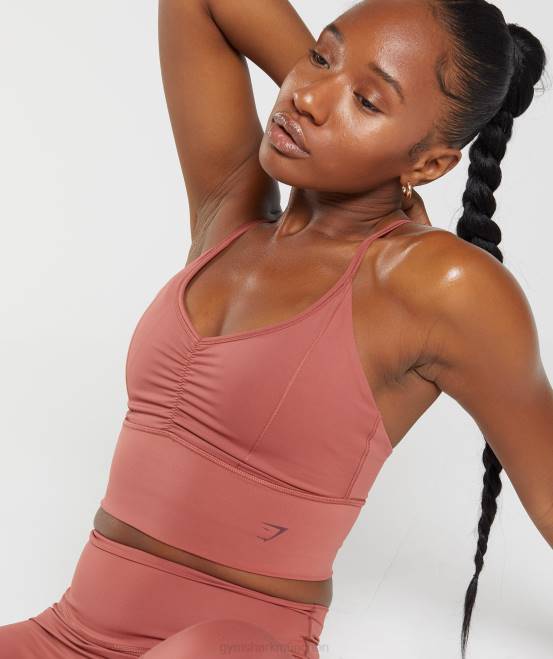 rosabraun Kleidung Gymshark Frauen Langer Sport-BH von Elevate 04P8169