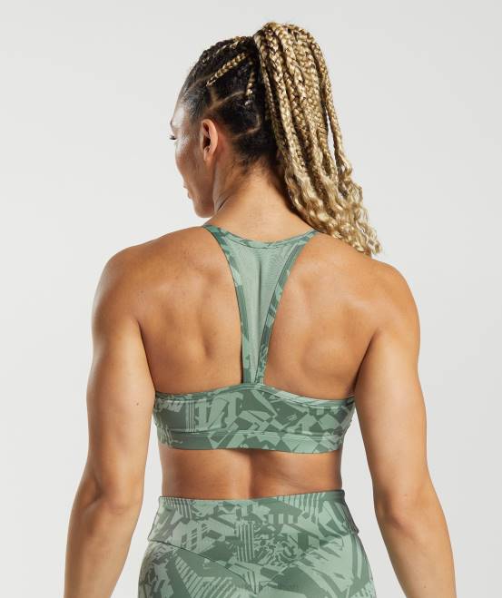 salbeigrüner Druck Kleidung Gymshark Frauen GS Power Sport-BH 04P8148