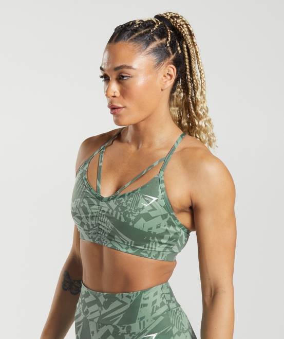 salbeigrüner Druck Kleidung Gymshark Frauen GS Power Sport-BH 04P8148