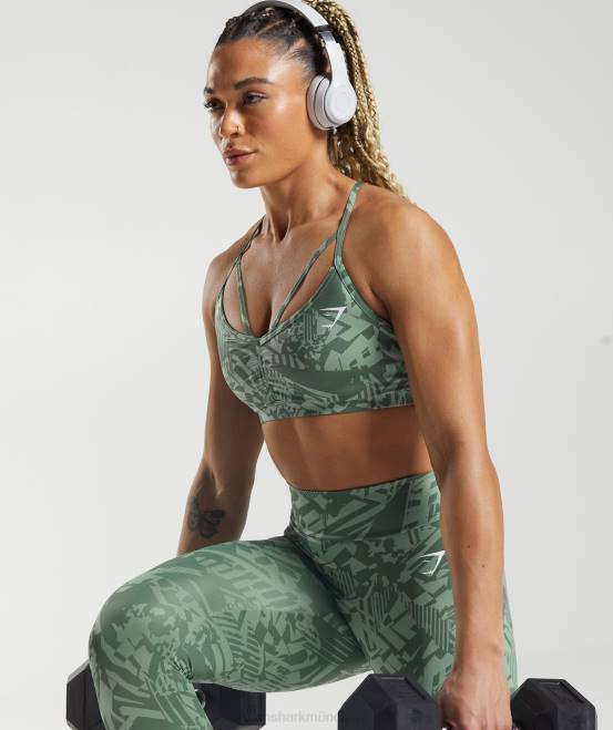 salbeigrüner Druck Kleidung Gymshark Frauen GS Power Sport-BH 04P8148
