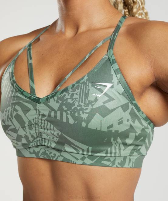 salbeigrüner Druck Kleidung Gymshark Frauen GS Power Sport-BH 04P8148