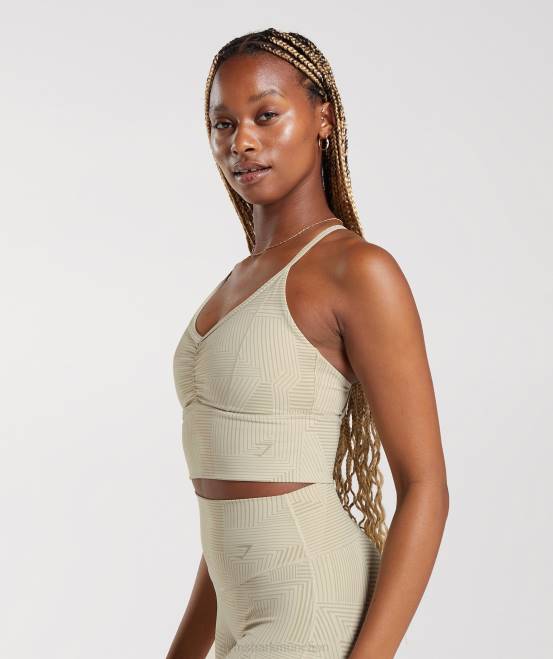 sandbraun Kleidung Gymshark Frauen Langer Sport-BH von Elevate 04P8189