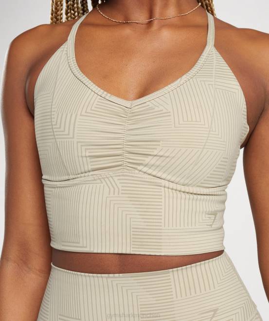 sandbraun Kleidung Gymshark Frauen Langer Sport-BH von Elevate 04P8189